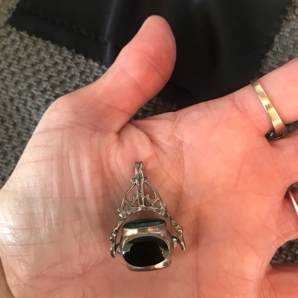 Vintage Sterling Silver Pendant w genuine stones.